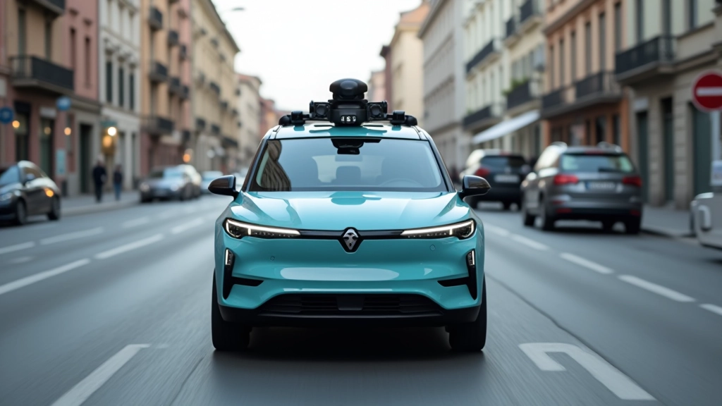 Veicolo autonomo con sensori Lidar e fotocamere in un ambiente urbano padovano moderno