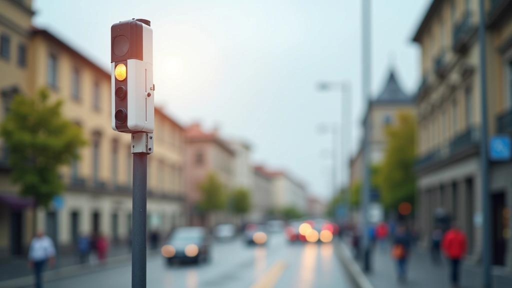 Sensori ambientali installati su pali urbani per monitoraggio della città
