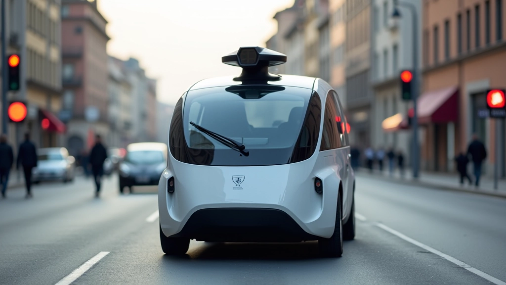 Veicolo autonomo con tecnologia di navigazione e sensori in un ambiente urbano padovano moderno