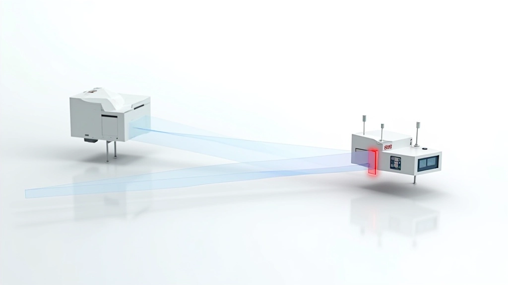 Diagramma schematico di un sensore Lidar che mostra l'emissione di raggi laser e il loro rimbalzo sugli oggetti